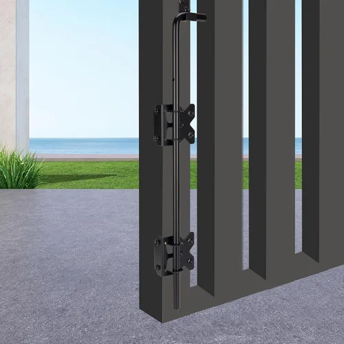 Vista 6 de Barra de acero para puerta de acero de 24 pulgadas, resistente para puertas de vinilo de madera o valla de doble puerta
