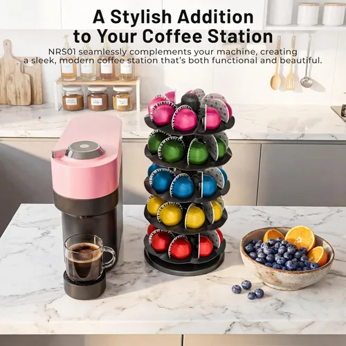 Vista 6 de EVERIE Organizador giratorio de cápsulas de café para carrusel compatible con 40 cápsulas Nespresso Vertuoline (negro)
