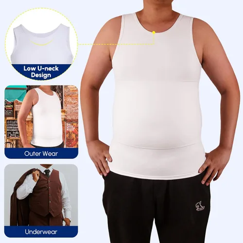 Vista 5 de Aptoco Camisas de compresión para hombre, chaleco para hombre de ginecomastia