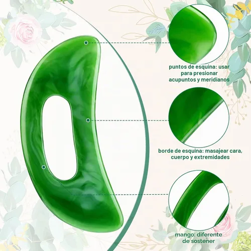 Vista 4 de Gua Sha - Herramienta de masaje con mango, herramientas de masaje de resina, masajeador de drenaje linfático, moldeador corporal, herramientas Gua