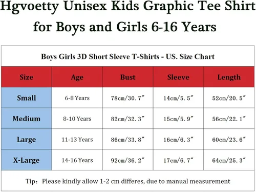 Vista 5 de Hgvoetty Camisetas para niños y niñas con gráficos 3D, camisetas unisex de manga corta para niños de 6 a 16 años