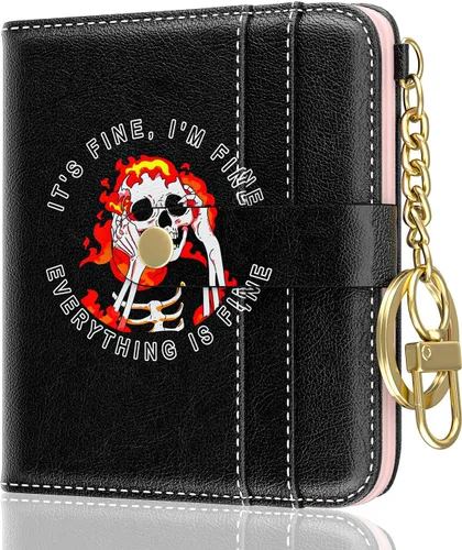 Vista 13 de Aiawoxc billetera para mujer, billeteras pequeñas RFID para mujer, cartera delgada y compacta para tarjetas de crédito, linda cartera de cuero