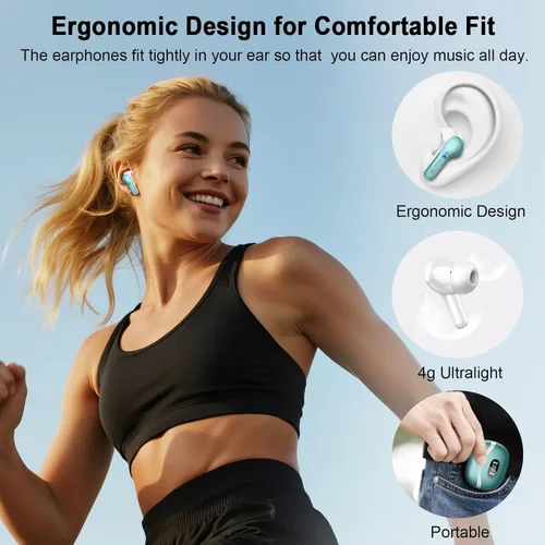 Vista 5 de Auriculares inalámbricos, Auriculares Bluetooth 5.4 HiFi Estéreo, Auriculares con 4 Micrófonos ENC de Cancelación de Ruido, Auriculares Bluetooth
