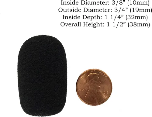 Vista 2 de XFFZDP-BLK - Parabrisas para micrófono de solapa y auriculares, color negro, paquete de una docena