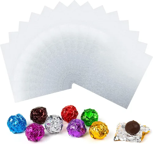 Vista 22 de Envolturas de caramelo de papel de aluminio – Papel de regalo de chocolate, 300 piezas, envoltorio de barra de chocolate casera, embalaje