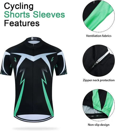 Vista 3 de Maillot de ciclismo para hombre y pantalones cortos Ciclismo Jersey Set 3 bolsillos, cojín 3D acolchado pantalones cortos de bicicleta, juego
