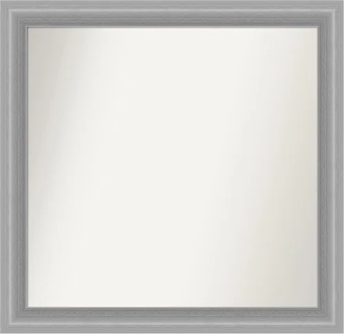 Vista 169 de Amanti Art Espejo de baño plateado para sobre el fregadero, 24 x 24 pulgadas, espejo cuadrado de peltre forjado a medida, marco de madera casual