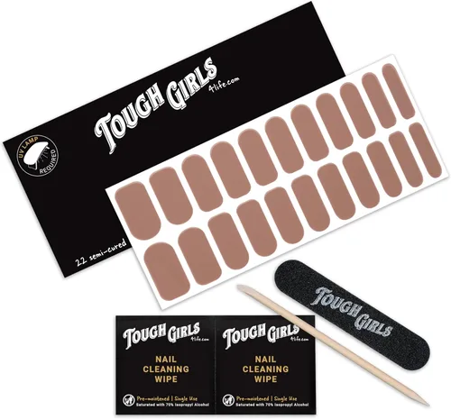 Vista 7 de TOUGH GIRLS 22 tiras de esmalte de uñas de gel semicuradas prémium con accesorios de aplicación (borgoña)