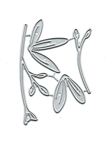Vista 2 de Tallos florales de metal troquelados, hojas de flores, tarjetas de boda, plantillas cortadas para tarjetas de invitación de bricolaje, álbum