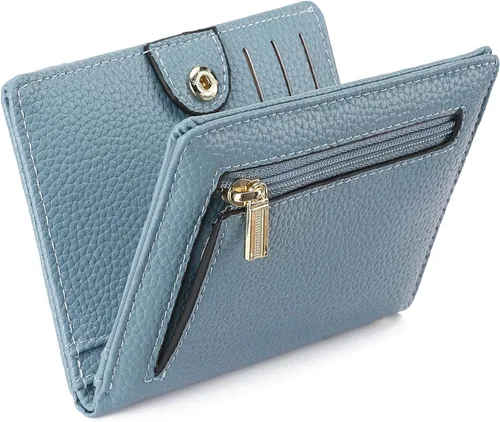 Vista 10 de GAEKEAO Billetera delgada para mujer, tarjetero con bloqueo RFID, billetera plegable con bolsillo para monedas con cremallera, ventana