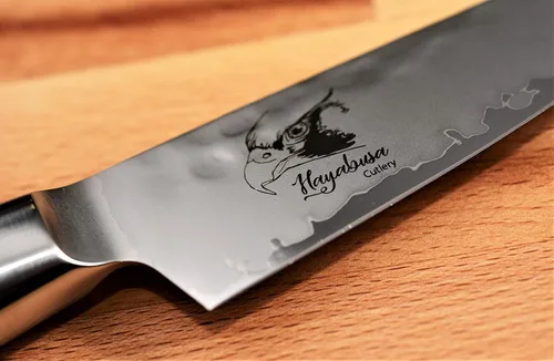 Vista 3 de Hyabusa Santoku - Cuchillo de 5 pulgadas, color burdeos