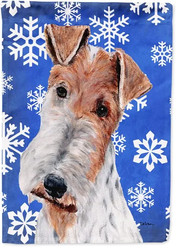 Vista 276 de Caroline's Treasures SC9374GF Bulldog English Snow flakes Holiday Garden Flag Buzón Bandera decorativa para patio exterior, patio, obras de arte