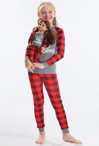 Vista 6 de Babyroom Pijamas de algodón a juego para niñas y niños pequeños, 4 piezas, ropa de dormir de Navidad