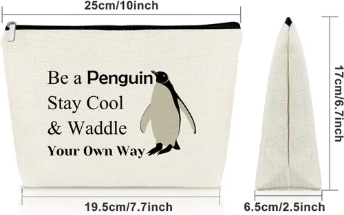 Vista 3 de Sazuwu Regalos para amantes de los animales, bolsa de maquillaje para mujer, Sé un pingüino, mantente fresco y camina a tu manera