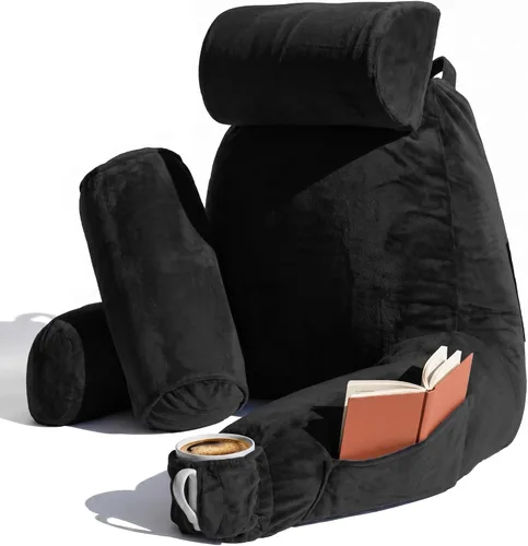 Vista 64 de Nestl Almohada de lectura para niños y adolescentes con espuma viscoelástica triturada, almohadas de respaldo para leer, ver y jugar, uso