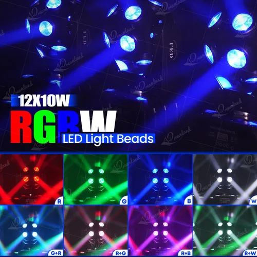 Vista 2 de Dreamland Luces de DJ con cabezal móvil, luces LED de rotación RGBW con control automático de sonido DMX, iluminación estroboscópica de discoteca