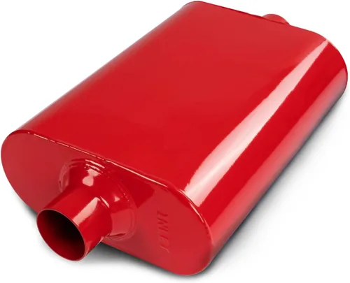 Vista 7 de Silenciador de escape universal, silenciador de acero aluminizado con sonido agresivo, silenciador de carreras de rendimiento de 2 cámaras
