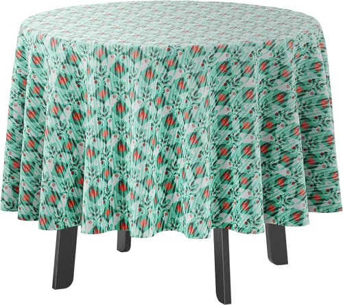 Vista 30 de Mantel redondo para interior/exterior de 58 pulgadas, mantel redondo impermeable para patio, manteles para mesa circular de primavera/verano