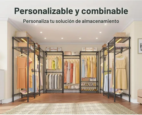 Vista 8 de VIPEK V5L Perchero para Ropa de Servicio Pesado con Luz LED Regulable, 3000K Blanco Cálido, Armario Ropero Portátil Independiente de Metal Percheros