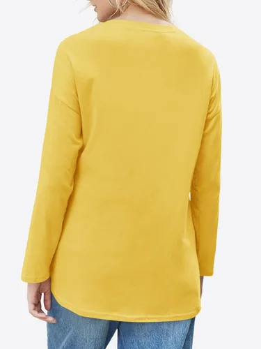 Vista 16 de Fisoew Camisetas de manga larga para mujer, holgadas, casuales, con cuello redondo, blusa suave