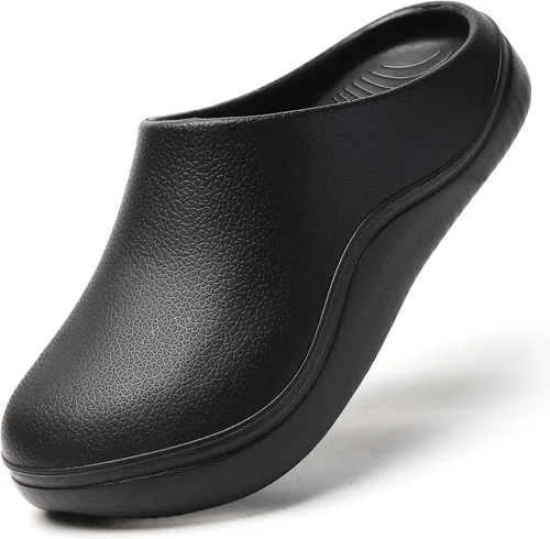 Vista 8 de Eliogn Zapatos de trabajo antideslizantes para hombres y mujeres, resistentes al aceite, zapatos de chef, ligeros, cómodos, sin cordones