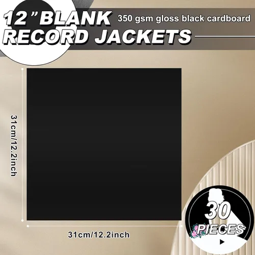 Vista 2 de Colarr 30 fundas de disco de vinilo de 12 pulgadas de 12.35 oz/m² en blanco, fundas de cartón para discos de vinilo, fundas exteriores LP