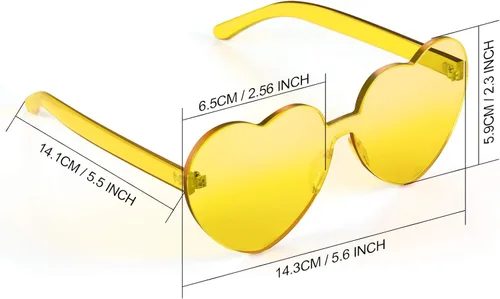 Vista 6 de Maxdot 3 lentes de sol con forma de corazón, sin montura y corazón, transparentes para San Valentín, día de San Patricio, fiesta de verano