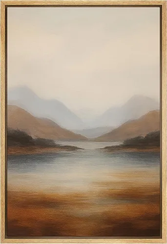 Vista 35 de SIGNWIN Lienzo enmarcado para pared, diseño de planta de bosque de montaña verde pastel, naturaleza, ilustraciones de área silvestre, arte moderno