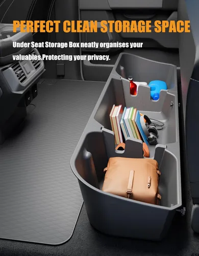 Vista 4 de KINGGERI Cajas de almacenamiento para debajo del asiento compatibles con Ford F-150 F150 SuperCrew Cab 2015-2026, Ford F-250 F-350 F-450 F-550 Super