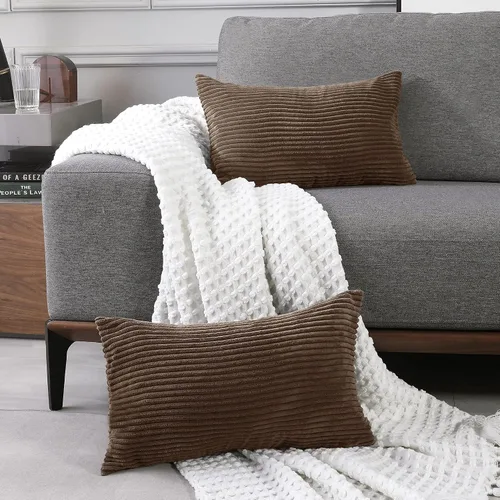 Vista 29 de Deconovo Fundas de Almohada Decorativas de Pana, Juego de 2 Fundas de Cojín Decorativas Suaves, Lavables a Máquina con Textura para Sofá, Sillón