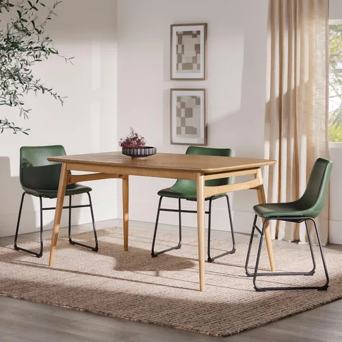 Vista 2 de Walker Edison Mesa de comedor moderna Mid-Century de madera maciza con patas cónicas, 59 pulgadas, fresno inglés