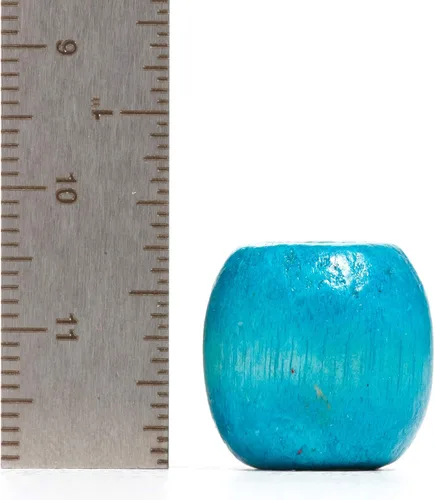 Vista 2 de 50 cuentas de madera con agujero grande para manualidades y macramé de 17 mm x 14 mm, cuentas de barril para el cabello con agujero grande de 8 mm