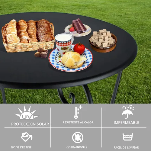 Vista 4 de Mesa auxiliar pequeña para patio, mesa auxiliar redonda de metal, resistente a la intemperie, antioxidante, para exteriores, para jardín, porche