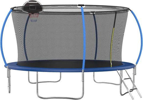 Vista 21 de Trampoline with Net 10FT 12FT 14FT ASTM Approved 500LBS Negro-3