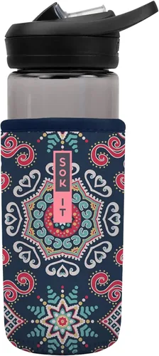 Vista 208 de Sok It BotlSok Funda para botella de agua con cubierta de neopreno aislante (Floral abstracto, se ajusta a CamelBak o Nalgene de 12 onzas)