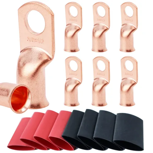 Vista 98 de TKDMR - Kit de 264 piezas de extremos de cable de batería, 132 piezas de terminales de anillo de lengüetas de cable de cobre resistentes AWG 8 6 4 2
