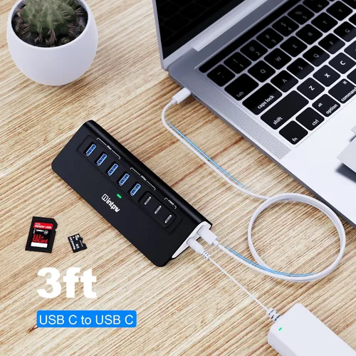 Vista 8 de Hub USB alimentado de 10 Gbps, intpw YH6AC Plus 10 puertos USB 3.2 Hub