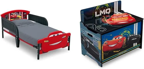 Vista 10 de Delta Children - Cama infantil con estribo 3D, Disney/Pixar Cars 3 y Delta Children Disney Minnie Mouse 6 cubos de diseño y almacenamiento