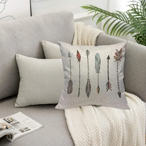 Vista 5 de TKS MITLAN - Funda de cojín decorativo, estilo boho, con flechas dibujadas a mano en acuarela. Funda de almohada para sofá, cama y coche, de 18 x 18