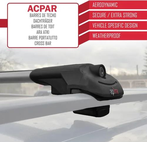 Vista 8 de Compatible with Dacia Sandero Stepway 3 2021-2025 ACE-1 Car Roof Rack Cross Bar Grey Aluminium 2 Bars
