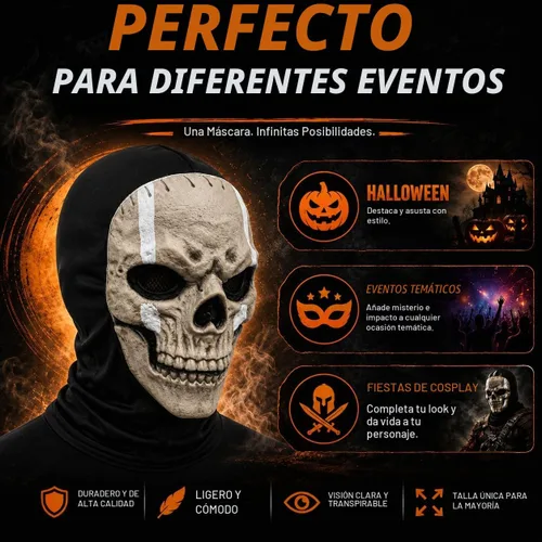 Vista 6 de Dutty - Máscara de fantasma de calavera, disfraz de pasamontañas de COD