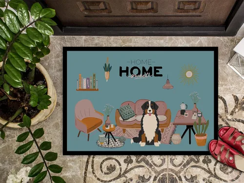 Vista 3 de Caroline's Treasures CK7881MAT - Felpudo de perro de montaña bernés Sweet Home, 18 x 27 pulgadas, tapete para puerta delantera, para interiores