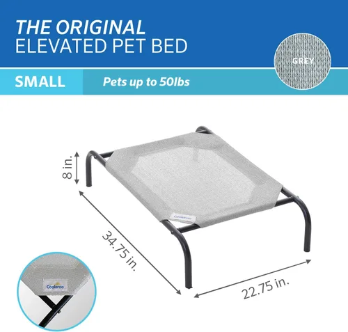 Vista 4 de Coolaroo Cama elevada original para perros - Cama transpirable fuera del suelo con tela refrescante, alivio articular y tela resistente a la Gris