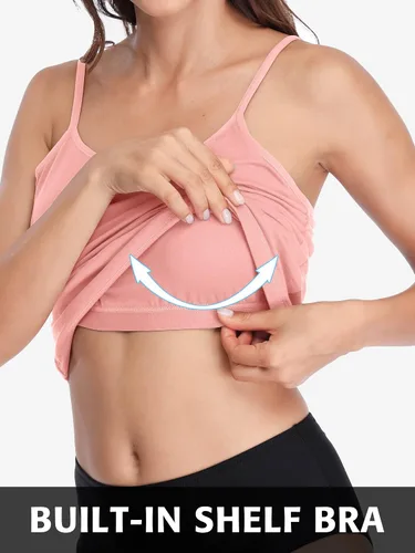 Vista 25 de Camisa Attraco de algodón, con tirantes estilo espagueti, con brasier incorporado, 2 paquetes, para mujer