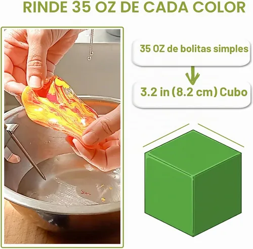 Vista 3 de Polly Plastics Pellets de color para plástico moldeable. Azul, rojo, amarillo, negro, blanco. Tabla de colores incluida.