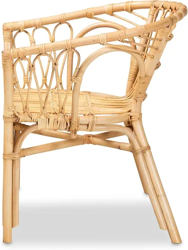 Vista 5 de bali & pari Kaka Nature - Silla de comedor de ratán, sillón de mimbre bohemio con respaldo curvo, natural