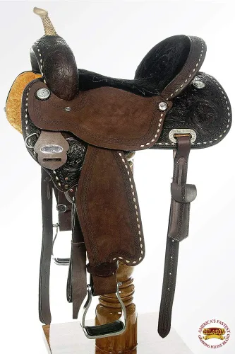 Vista 4 de HILASON Western Horse Barrel Racing Saddle Trail American Leather Western Saddle Saddle for Horses Barrel Racing Saddle