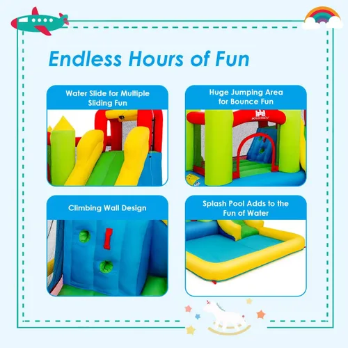 Vista 4 de Costzon - Casa inflable para niños, con tobogán acuático con pared de escalada, zona de salto, piscina pequeña, incluye bolsa de transporte de tela