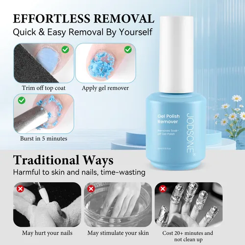 Vista 3 de JODSONE Removedor de esmalte de uñas de gel, 0.5 onzas líquidas, fórmula