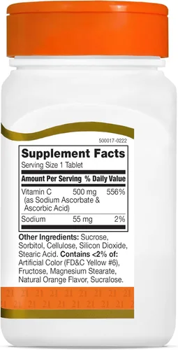 Vista 10 de 21st Century Vitamina C 500 mg Tabletas masticables, Naranja, 110